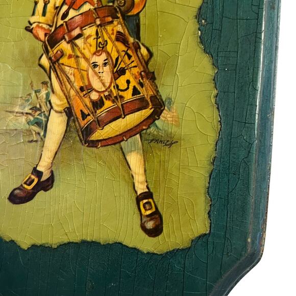 Drummer Boy Plaque Retro Decoupage Wall Hanging on Wood Vintage 70s Chic - Picture 10 of 10